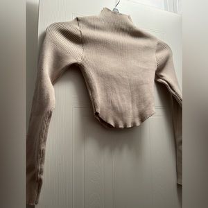 Tan SHEIN Crop Top Turtleneck Sweater, Size M